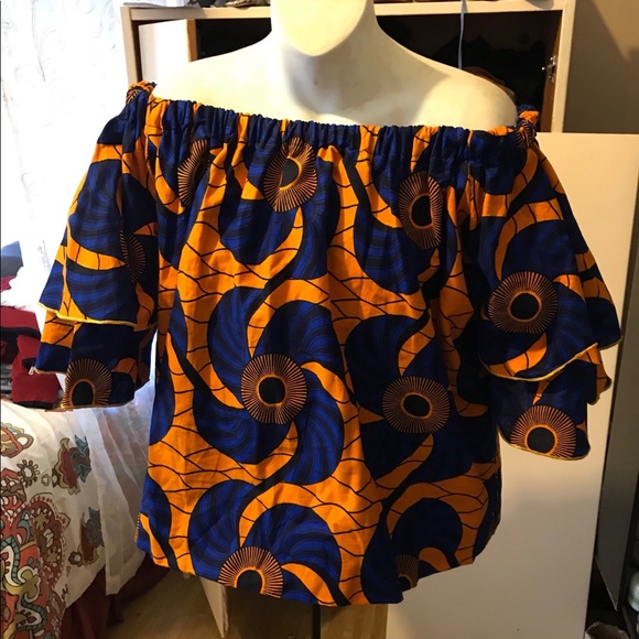 Tops - New Ankara print off the shoulder top